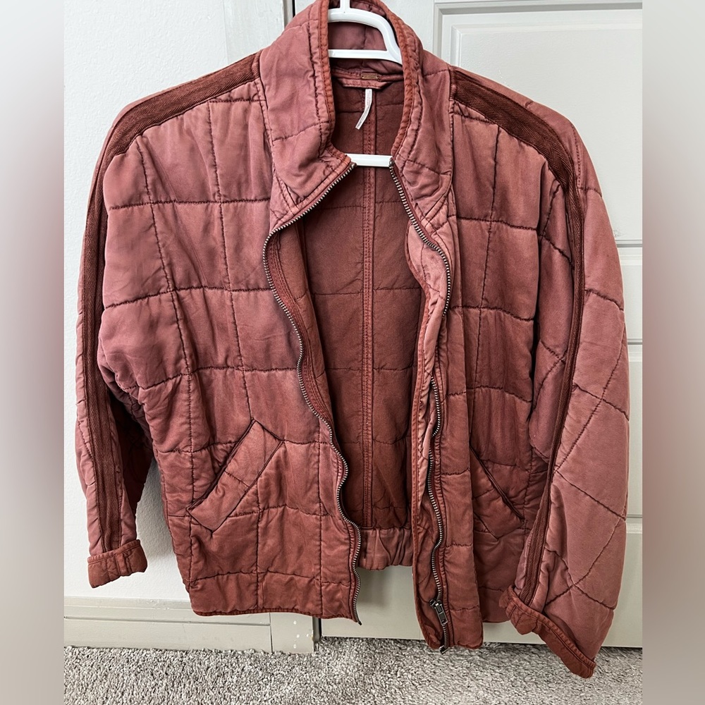 FREE PEOPLE Brown Quilted Jacket Size Small